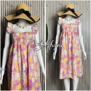 JESSY DRES WANITA FLOWER BUNGA MOTIF Gaun Katun Casual Fit Baju