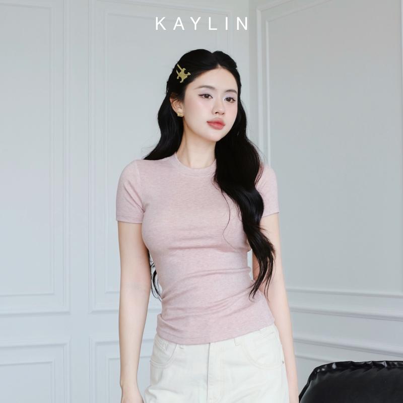 Áo thun nữ Basic chất gân form ôm body Cổ Tròn phong cách mát mẻ KAYLIN - N2463 Women Top