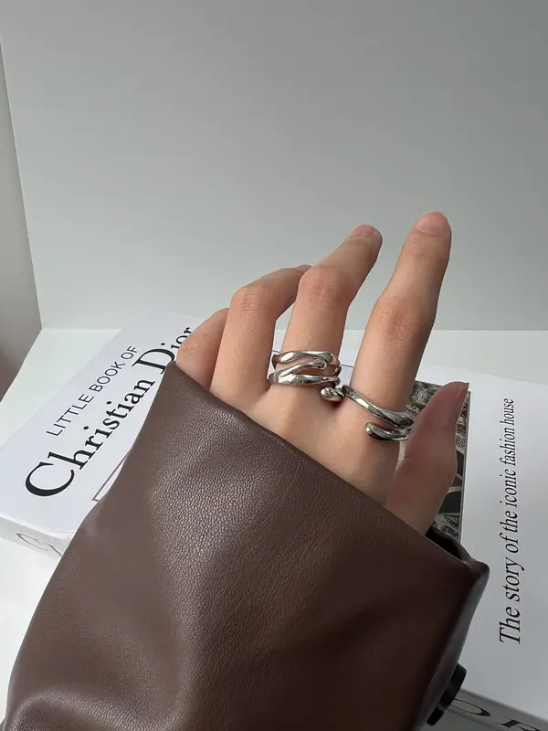 Beur - LISA 3 in 1 Cincin KC Silver Platted Adjustable Ring  / Cincin Open Size 5