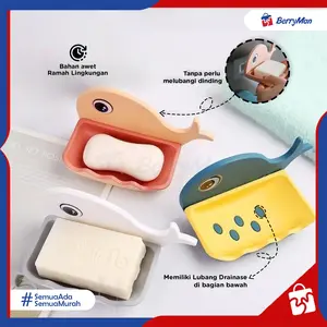 Tempat Sabun Batang Ikan Paus Tempel Dinding - Rak Plastik Sabun Batang Kamar Mandi