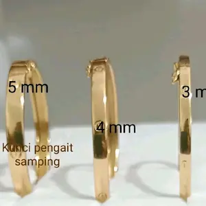 Swasa nagita lebar 3/4/5 mm dewasa & anak polos Gold Bracelets Perhiasan Rose Gelang suasa suwasa