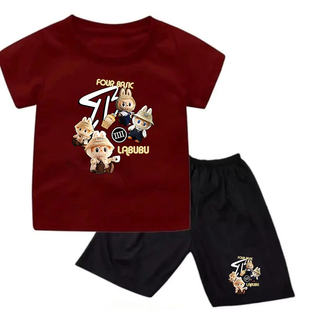 SETELAN ANAK-ANAK COWOK DAN CEWEK MOTIF LABUBU / BAJU ANAK-ANAK LAKI - LAKI DAN PEREMPUAN / KAOS ANAK SET ANAK PRIA DAN WANITA / LB FOUR BASIC