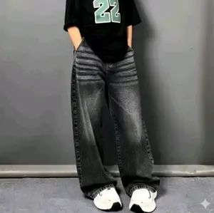 UNISEX BAGGY JEANS WANITA // CELANA SKENA DEWASA // CELANA LOOSE JEANS WANITA HIGTWAIST // KOREAN JEANS WANITA Hitam Standar Panjang Nyaman