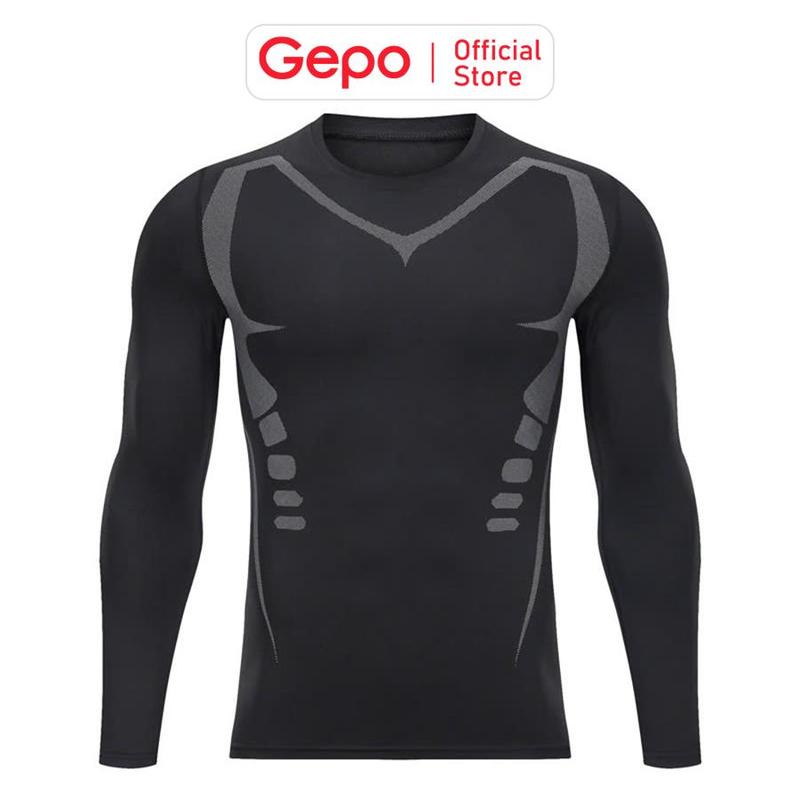 GEPO Áo Giữ Nhiệt Áo Legging Nam Áo Thun Sport Dài Tay Chuyên Tập Gym Chạy Bộ Đá Bóng