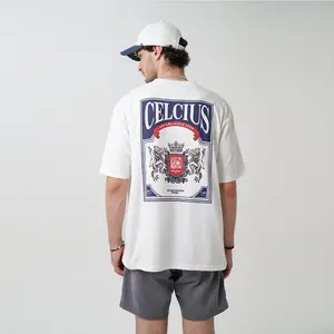 【Ori】 CELCIUS Autumn Winter Heraldic Big Logo Tee LIN000594C Putih Kaos Pria dan Wanita