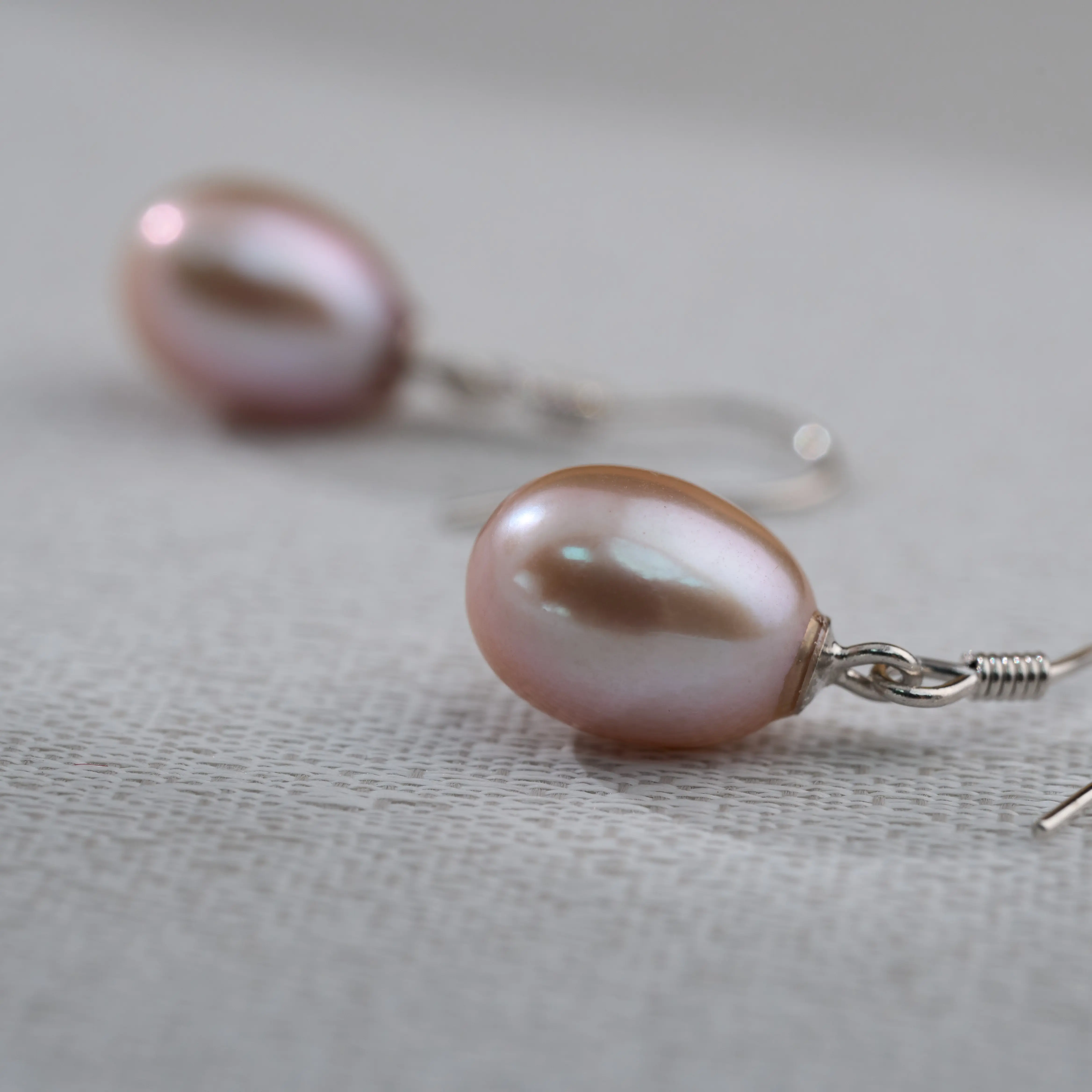 S925 Silver Freshwater core-free "Purple Puwei"meter earrings 6-7mm meter flawless ZH13402