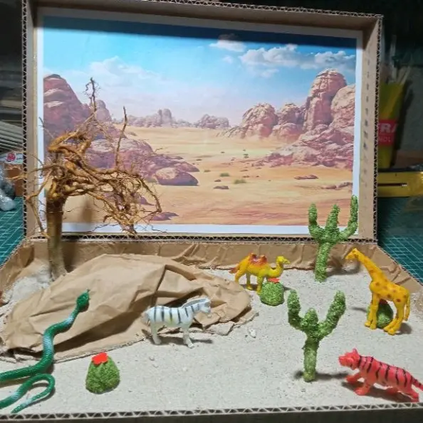 prakarya maket habitat diorama kebun binatang aquarium 30x30 6