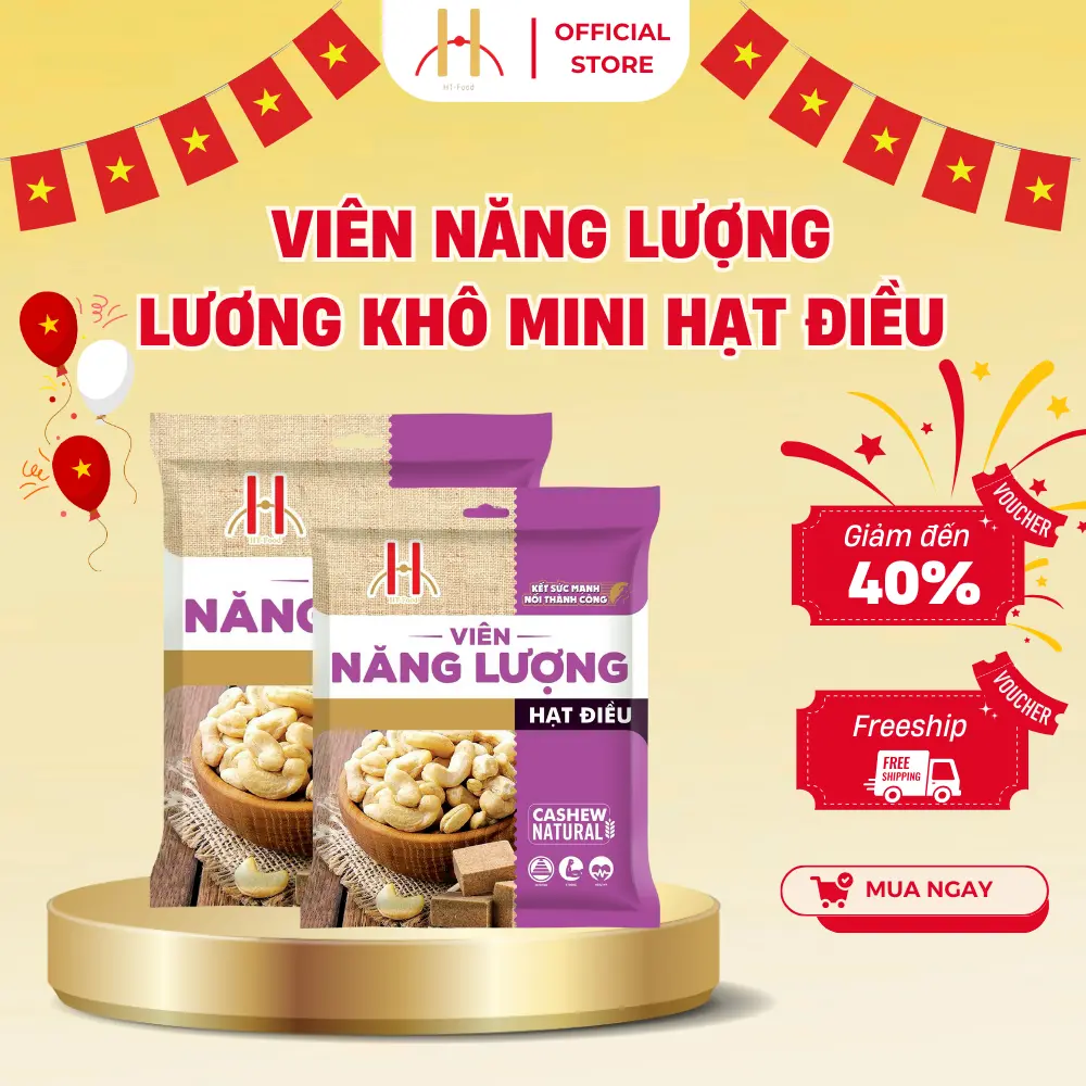 Lương khô mini - Viên năng lượng HT-Food vị Hạt điều gói 400g