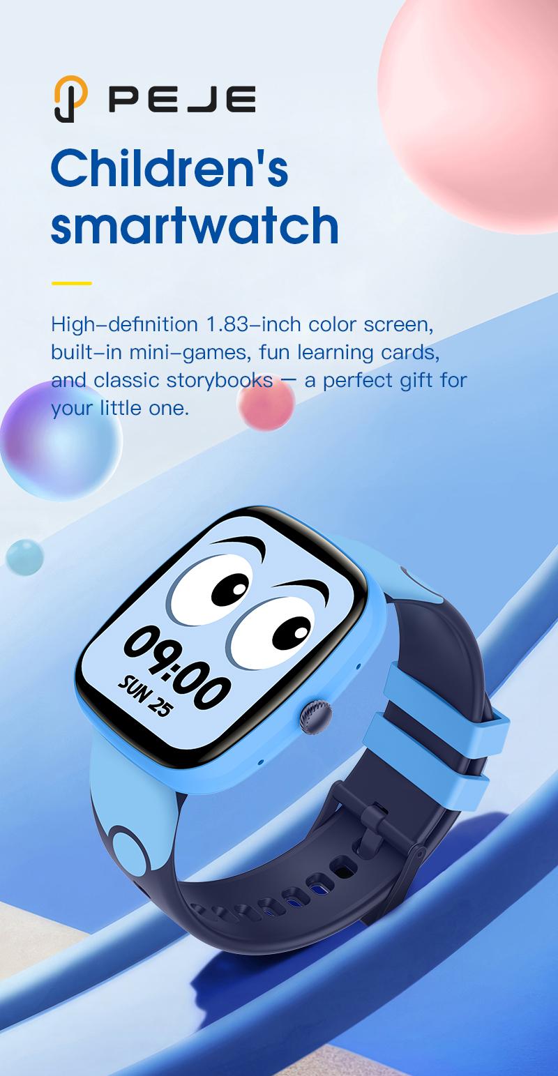 Kids Smart Watch PEJE Anak Game Edukasi Cerita Audio Flashcard Monitoring Kesehatan 24 Jam Step Counter Tahan Air 1ATM Baterai Tahan Lama Tanpa Koneksi HP