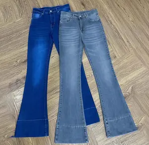 HW Cutbray Jeans Wanita Lipat Lebar Celana Highwaist Stretch Kekinian Model Flared Premium Bahan Jeans Melar Size 27-38 Warna Drak Blue Nyaman & Panjang dengan Kantong Depan Lebar Bawahan