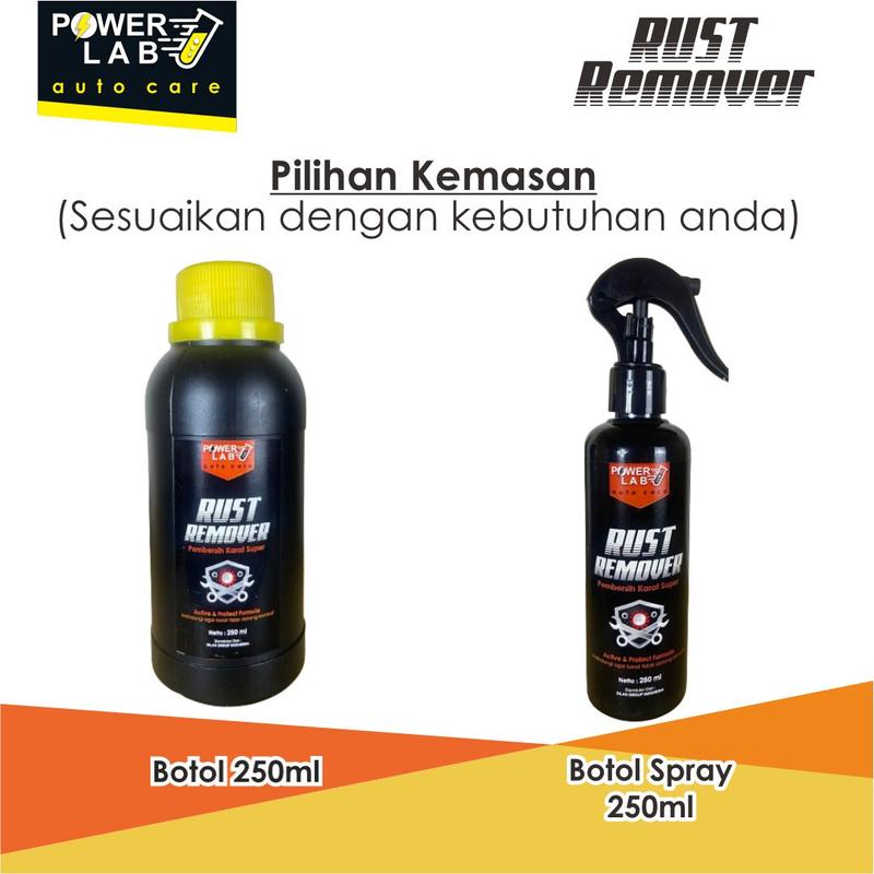 Powerlab Rust Remover Cairan Pembersih Penghilang Perontok Anti Karat Pada Baja Metal Zinc Chrome Stainless Steel Alumunium Leher Knalpot Knalpot Mesin Velg Motor Mobil Super Ampuh 250ML 500ML 2