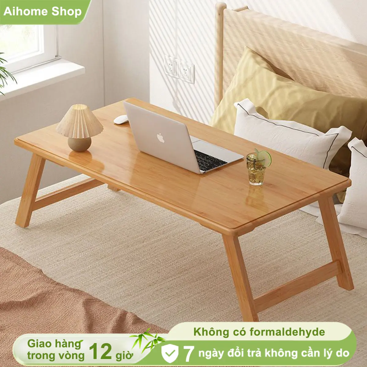 AI Bàn học gấp gọn bàn máy tính Aihome Shop bàn gỗ Nhật bàn đa năng động ngồi giường ngồi bệt bàn gấp có khay chống trượt máy bàn thờ trùm năm cam tượng đức thánh trần để bàn
