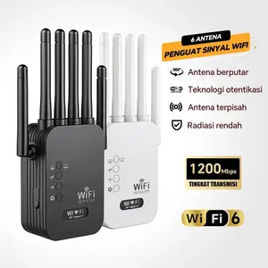 COD Repeater WiFi 1200Mbps 6 Antena Dual Band 2.4G&5G｜Penguat Sinyal Tembus Tembok｜Extender Router Sinyal Kuat Stabil Ada Port LAN