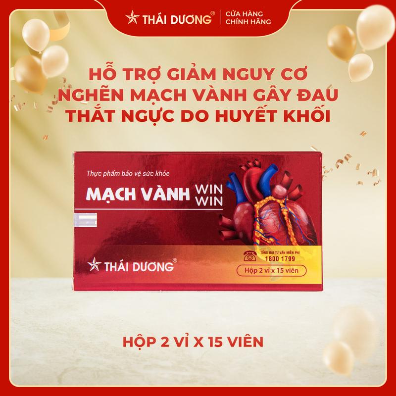 Viên uống Mạch vành Win Win Sao Thái Dương hộp 2 vỉ x 15 viên Hỗ trợ giảm nguy cơ nghẽn mạch vành