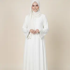 CSC -  Gamis Abaya Muslim Wanita Cantik Aksen Manik Manik Elegan Nyaman Di Pakai