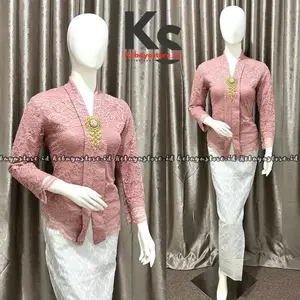 [Free Bross] Setelan kebaya wisuda bawahan rok songket instant premium - Kebaya Modern - Atasan kebaya wanita dewasa acara natal kondangan pesta  - Kebaya brokat burgundy elegant