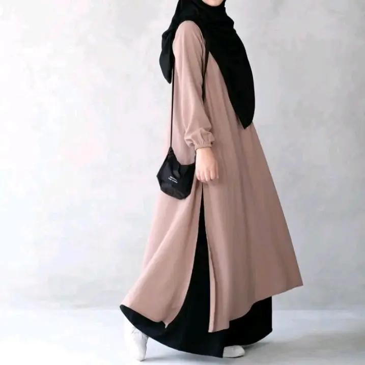 tunik | outfit kekinian  Atasan remaja-Dewasa Dress bahan crinkle Airflow Midi Basic Wanita