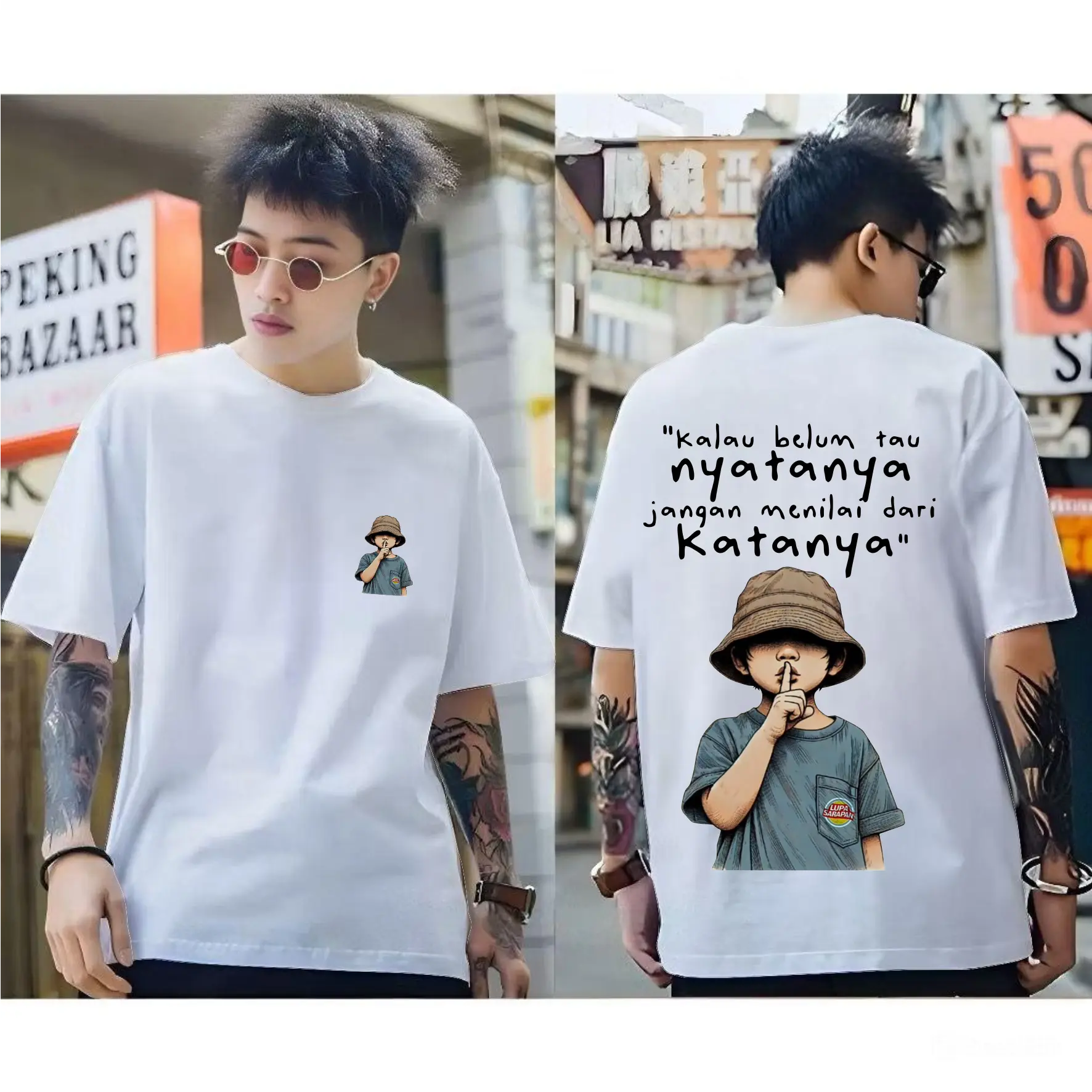 BAJU KAOS DISTRO PRIA DAN WANITA MOTIF KAT KATA KALAU BELUM TAU NYATANYA  BAJU  KEREN  KAOS TERMURAH KA