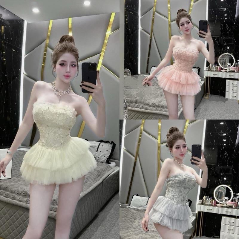 Đầm cúp bồng công chúa diện tiệc sinh nhật sang chảnh, Váy quây cup ren phối chân váy lưới tầng bồng xinh xắn sang chảnh xoè vaynudep