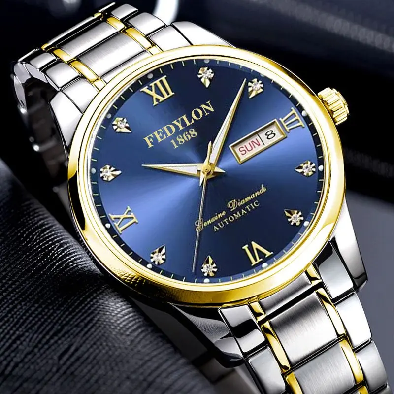 Original Swiss Imported Automatic Non-Mechanical Watch Men's Luminous Double Calendar Waterproof Fashion Trend Men's Watch