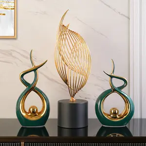 Creative Light Luxury Metal Decoration Living Room Set Kado Keramik