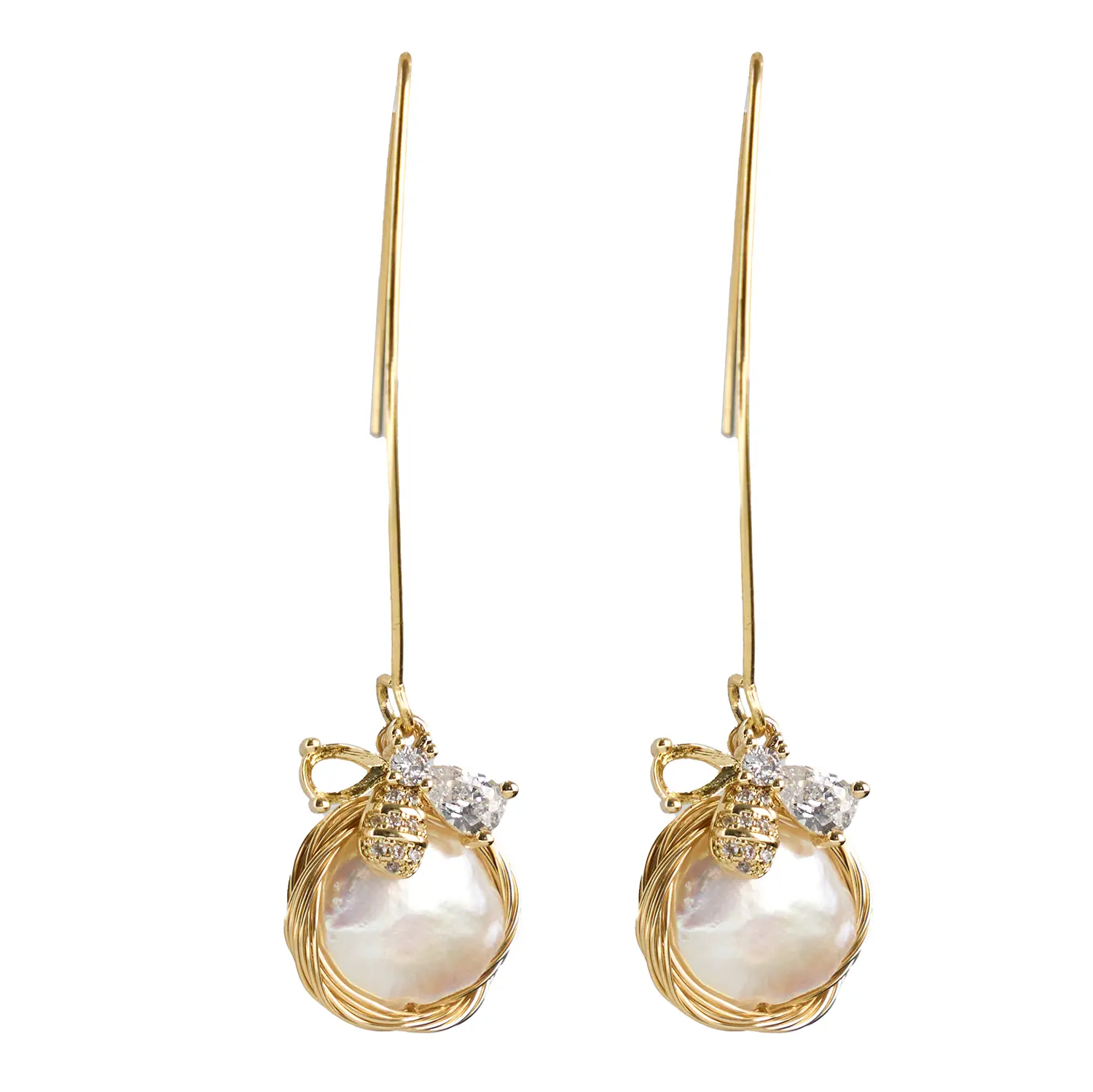 Good Quality  Hand-Made Natural Freshwater Pearl   Earring  Baroque Pearl Drop Earring
