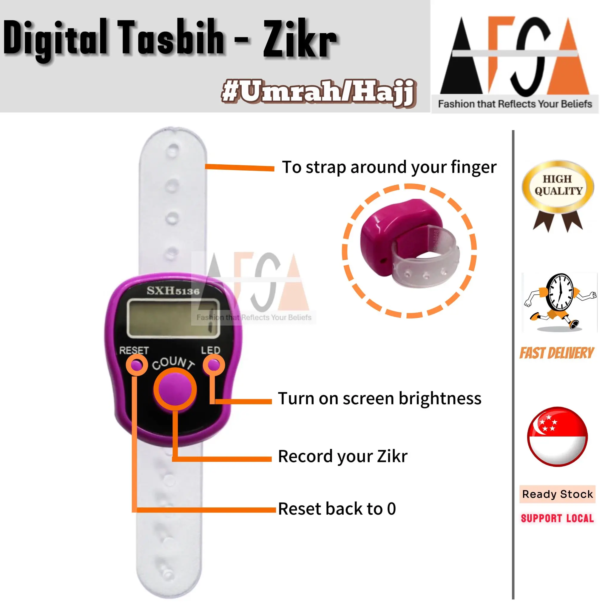 2PCS Digital Tasbih Finger Counter | LED Light Mini Ring Counter | Tasbih Beads Alternative | Smart Tally Counter