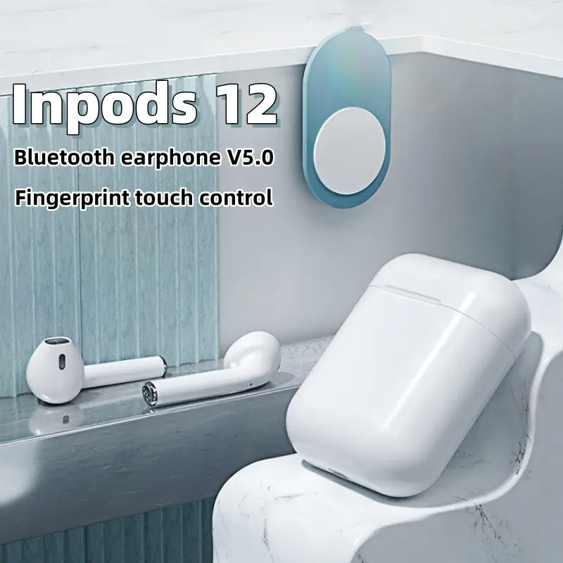 Tai nghe không dây Bluetooth inpods i12, tai nghe Bluetooth 5.0, thích hợp cho điện thoại hỗ trợ Bluetooth , có vỏ bảo vệ đi kèm 1