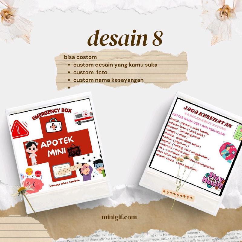 Custom Sticker Apotek Mini Super Box List Obat Gratis Desain unik 7