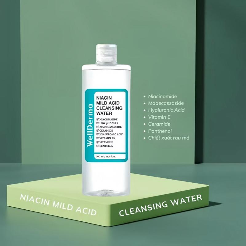 Nước Tẩy Trang Wellderma Niacin Mild Acid Cleansing Water 500Ml