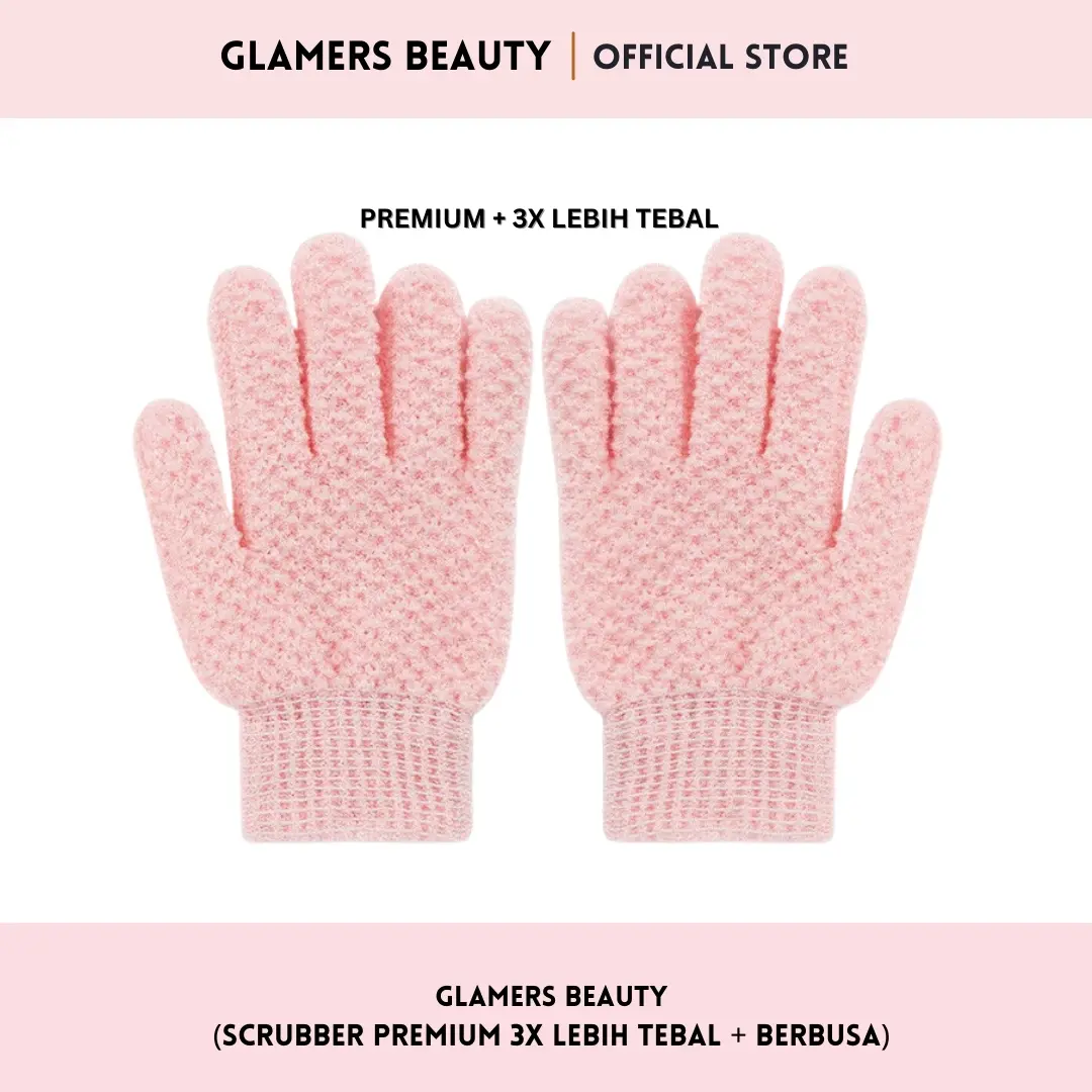 Glamers Beauty - Scrubber Premium 3X Lebih Tebal + Berbusa | Harga per 1 PCS sikat  punggung gosok daki badan Biru Kain Pink bath gloves sarung tangan mandi