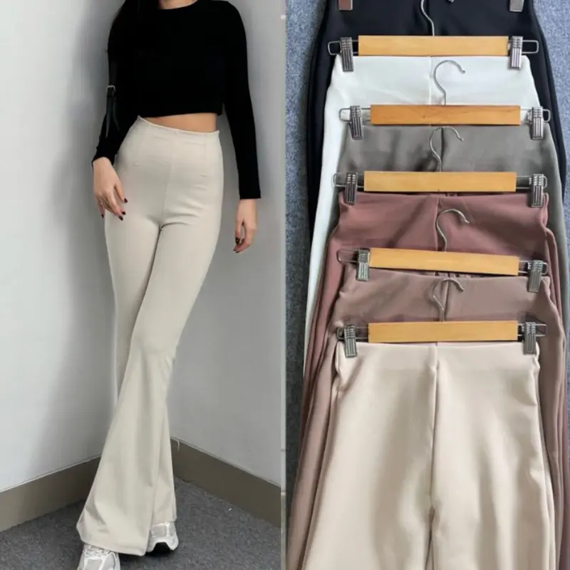 Flare Pant Celana Cutbray Wanita Highwaist Bahan Scuba Kekinian Kulot Cutbray Premium 1