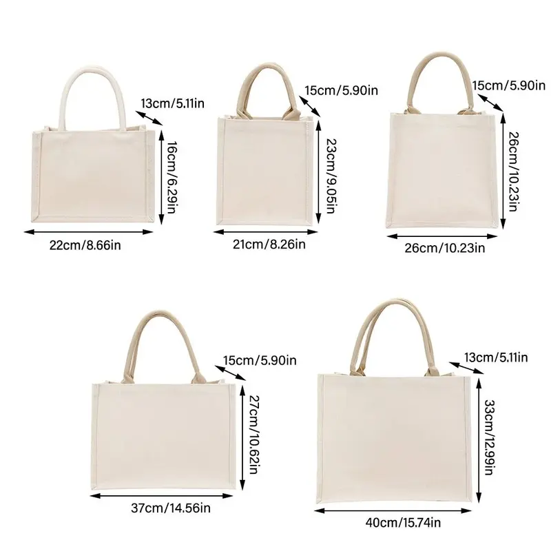 Túi Vải Bố Vẽ Tay, Có Thể Tái Sử Dụng, Màu Be, Có Thể Gập Lại, Bao Tote Trống, Thích Hợp Đi Lại Hàng Ngày, Dung Tích Lớn, Lý Tưởng Để Mua Sắm, Tự Làm 2