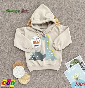Hoodie Bayi Kupluk Karakter Kuping Usia 3-15 Bulan Bahan Katun Fleece Hoodie Bayi Motif Dino Almeera Baby and Kids