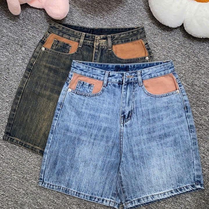 (NP01)Quần Short Ngố Nữ Kiểu Phối Túi, From Rộng, Chất Jean Không Giãn, Lai Cuốn. From từ 40-55Kg 4