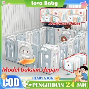 Pagar Bayi Lipat Lova Baby - Kombinasi Bebas, Model Bukaan Depan, Tempat Bermain Aman untuk Bayi | Pagar Permainan Plastik, Ready Stok & Pengiriman 24 Jam COD