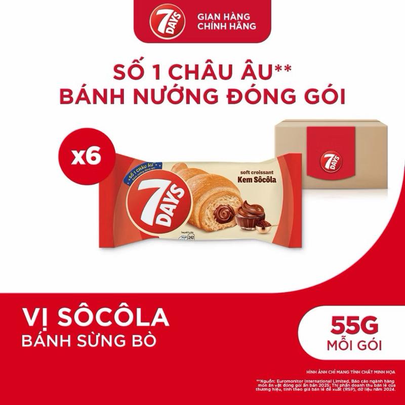 Combo 6 gói bánh 7 Days .Bánh Nướng Đóng Gói Vị Sô Cô La 55g Mỗi Gói - Sản Phẩm…