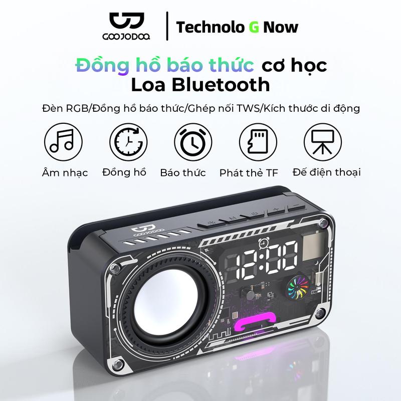   GOOJODOQ  LOA BLUETOOTH TWS ÁNH SÁNG RGB nghe nhạc kết hợp đồng hồ báo thức 