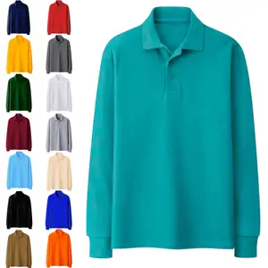 Kaos Polo Shirt Kerah Polos Wangki Polos Lengan Panjang Size M L XL XXL Baju Dewasa Pria Wanita Unisex Kancing