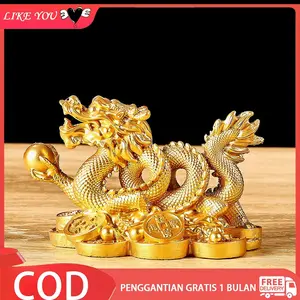 Patung Pajangan Naga Emas Fengshui DIY cocok untuk dekorasi dan topper cake
