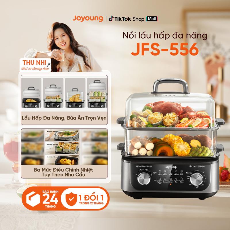  Joyoung Nồi Lẩu Hấp Điện JFS-556 Khay hấp 11.05L Khay lẩu 4.05L  Công Suất 1.600W Thiết Kế Đáy Tháo Rời Điều Khiển Nhiệt & Thời Gian Linh Hoạt Nồi Lẩu đa năng 