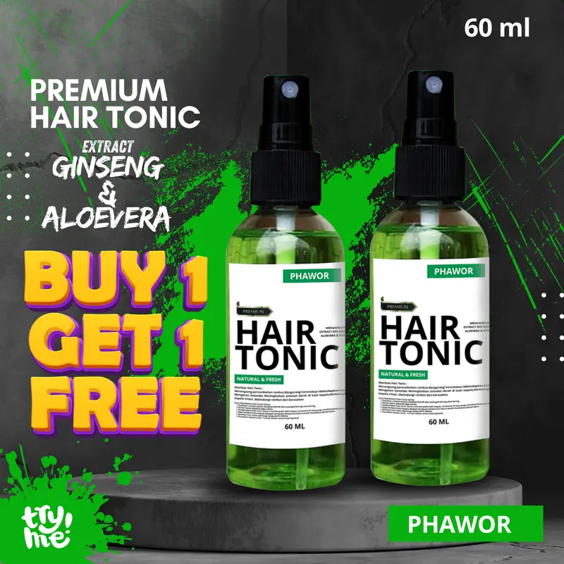 BUY 1 GET 1 PHAWOR  TONIC VITAMIN PENUMUMBUH RAMBUT DAN PELURUS RAMBUT PRIA 60 ML hair 0