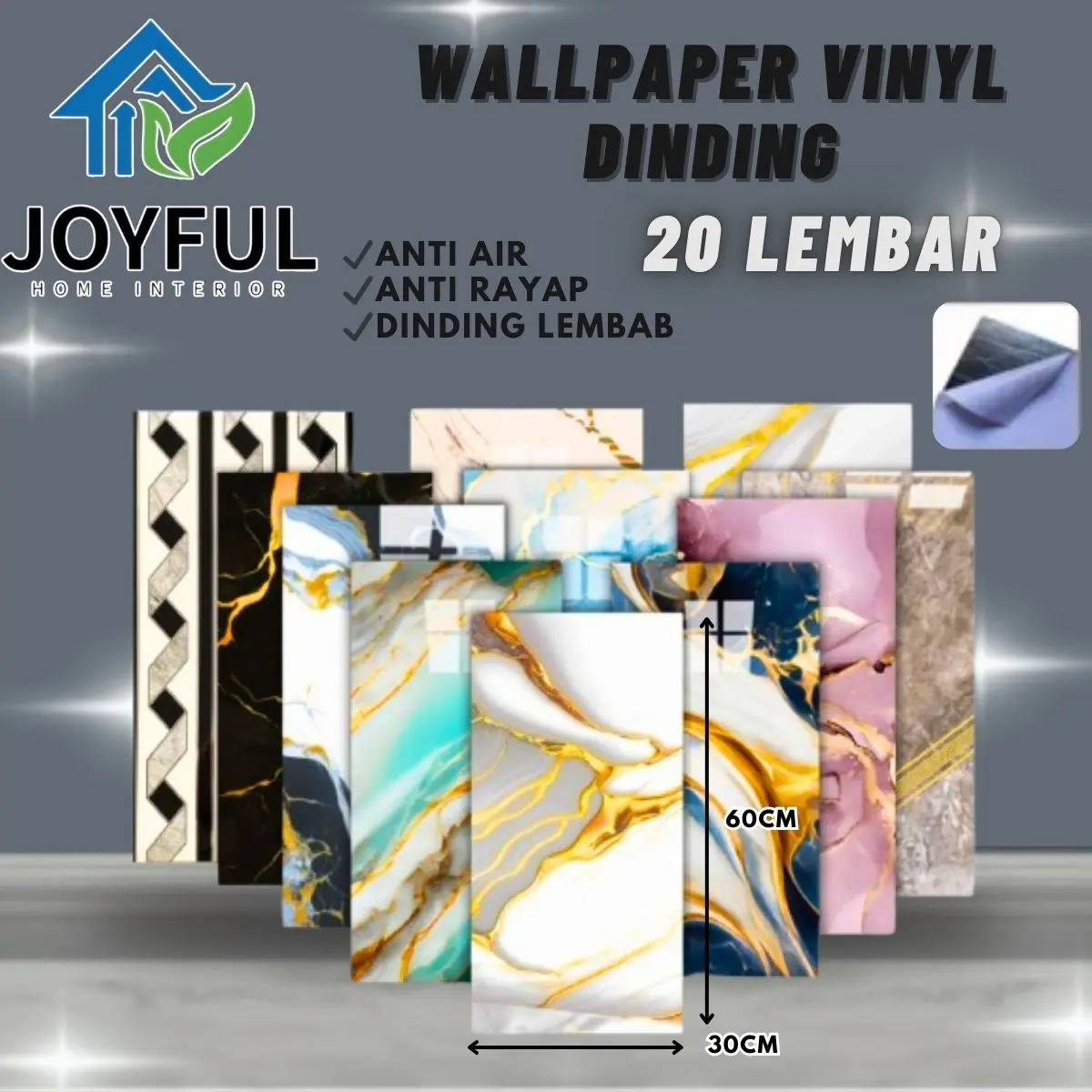 ISI 5 PCS !!! Wallpaper Dinding Vinyl Marble 30 x 60 cm 3mm / Vinyl ...