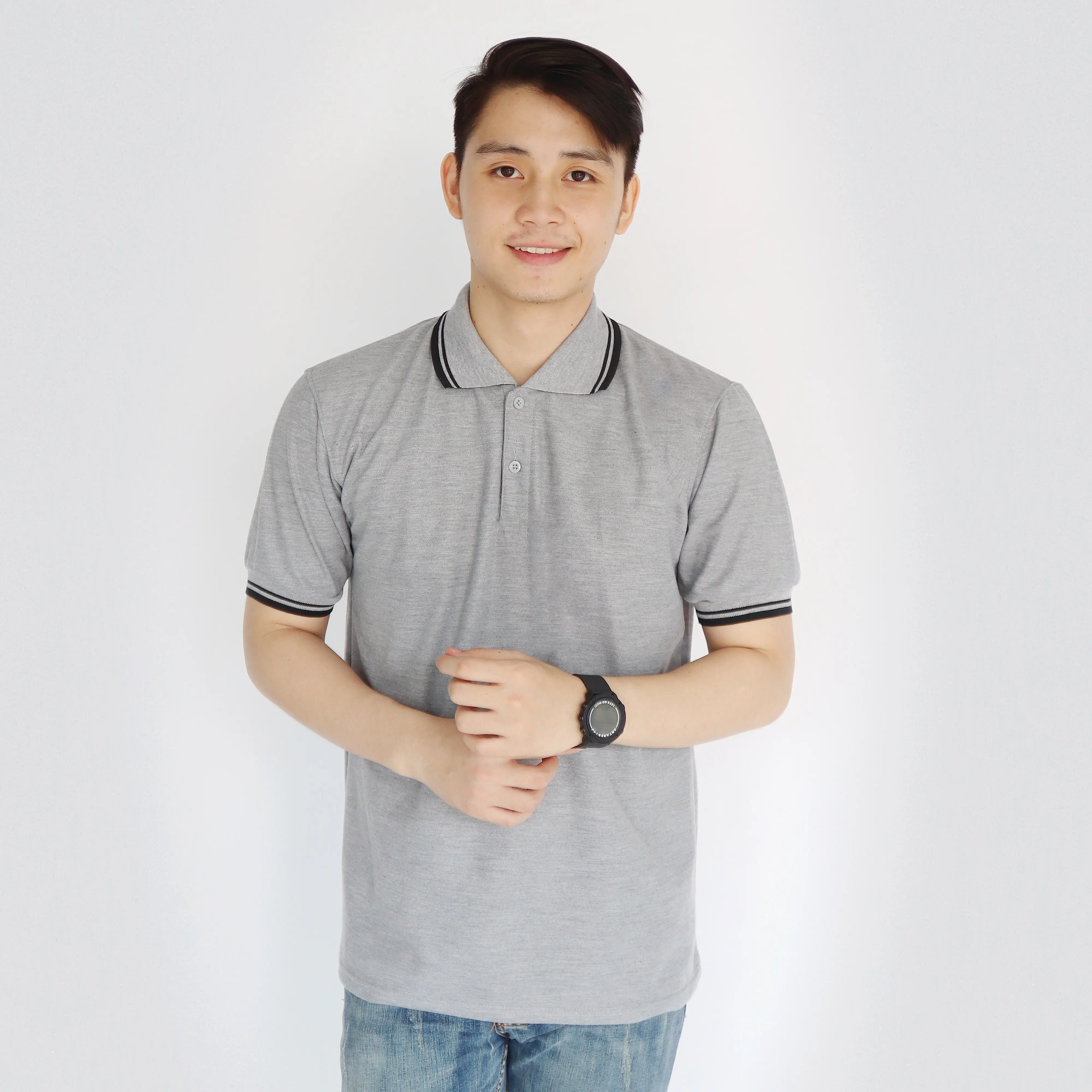 liso wear - Kaos Polo Pria Polos Seragam Kerah Stripe Pendek Panjang Casual Baju Atasan Dewasa