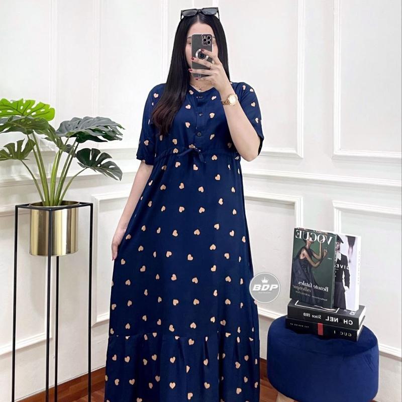 DASTER HARIAN-Daster Premium Model Lowo LD 130 cm Bahan Rayon Adem Resleting Depan Busui Bumil Daster Ibu Ibu 4