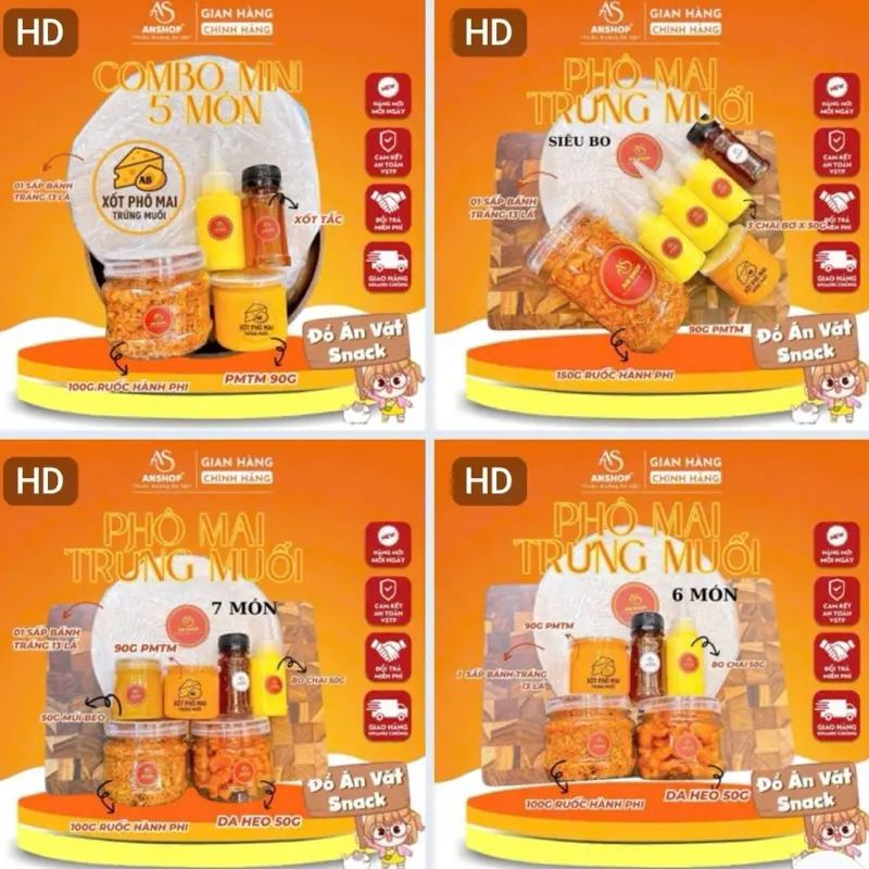 [COMBO GHIỀN ANSHOP] COMBO BÁNH TRÁNG PHƠI SƯƠNG(Đồ Ăn Vặt Snacks) Food 9 vị bơ