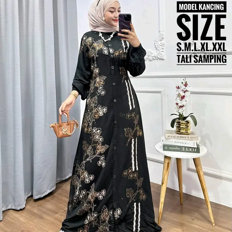 gamis rayon twill motif kekinian / busui friendly 3