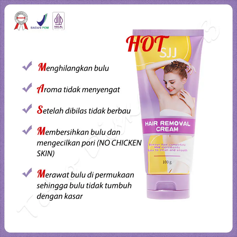 [PROMO SPESIAL] SJJ Depilatory Hair Removal Cream - Pembersih Bulu Wax Perontok Waxing Ketiak Muka Acid 4