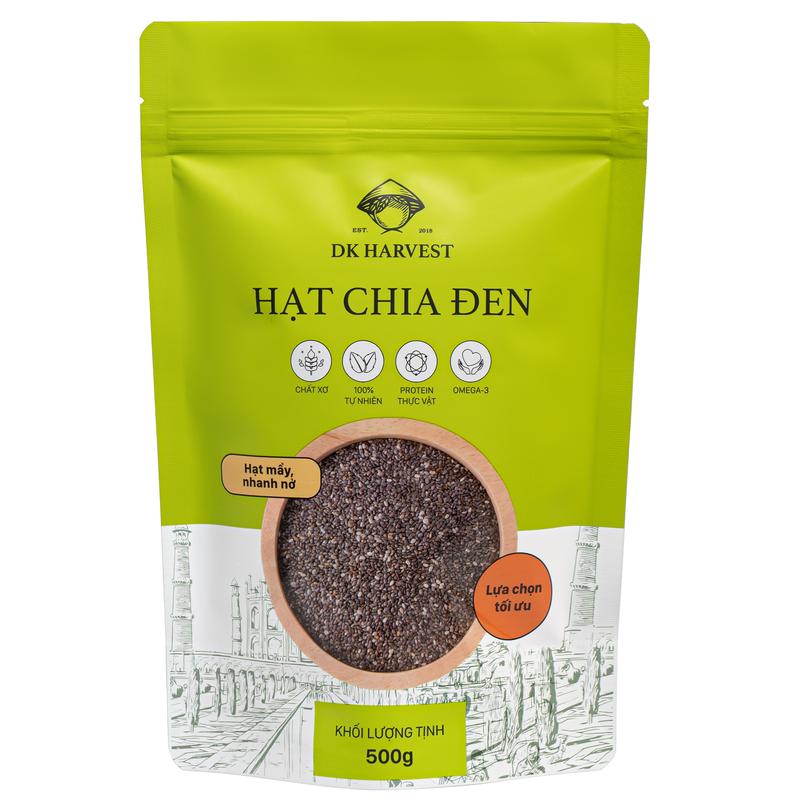 Hạt chia chính hãng 100% DK HARVEST, Túi 100g/200g/500g, hạt chia đen độ tinh khiết cao, chia seeds for your health