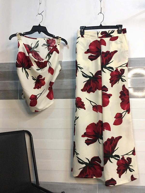 Sét cổ đỗ khoen đồng 48-65kg, quần bo thun sau lưng bảng trước, vải Mango SANTRANHOUSE Set đồ nữ  Women